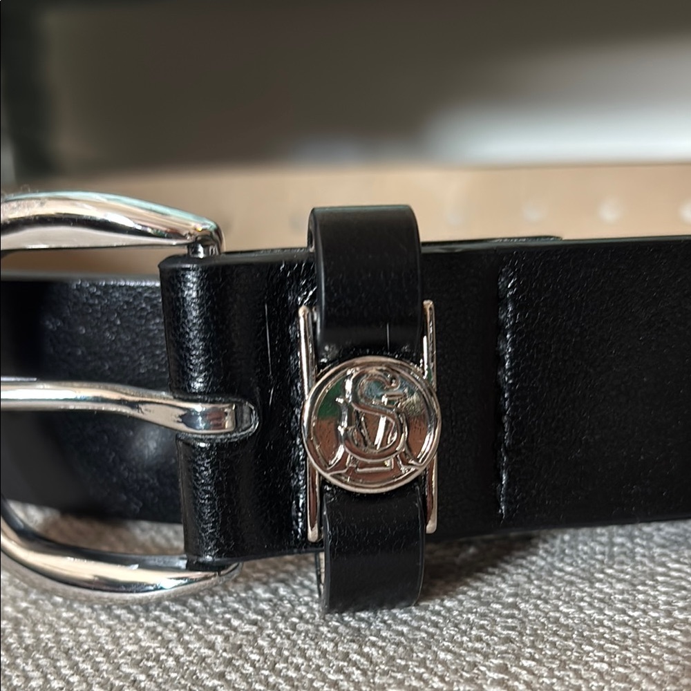 Black Leather Belt with Silver Buckle